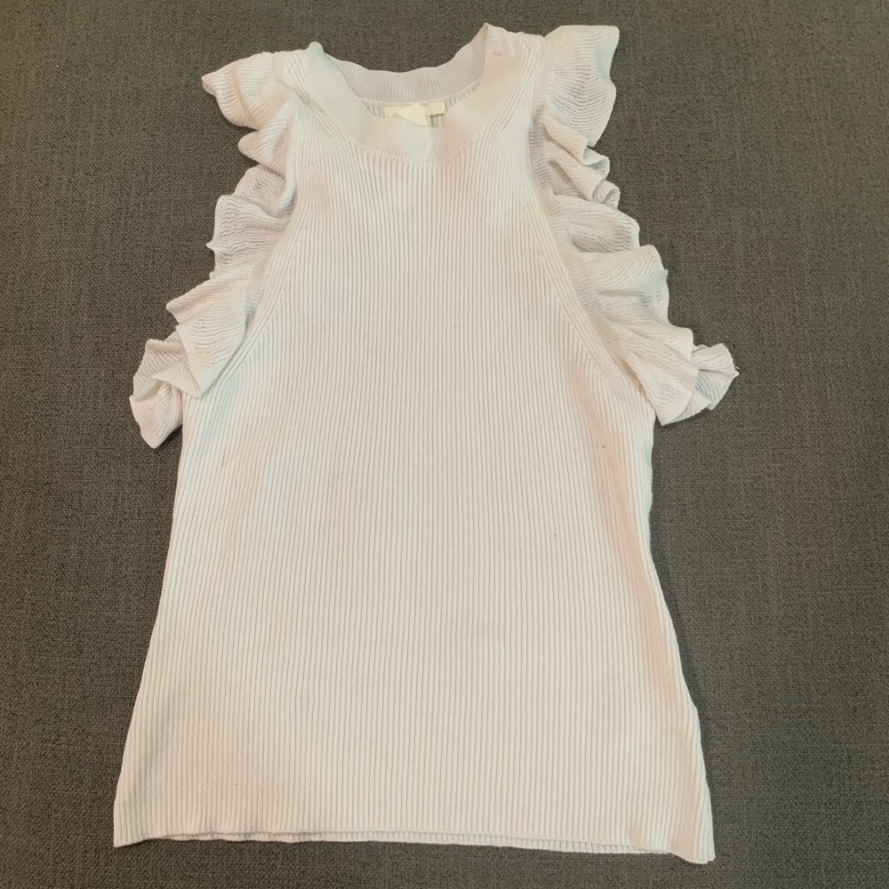 White Knit Ruffled Tank Top from H&M, NWT, Size S.